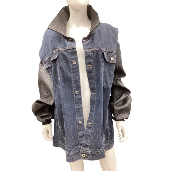 Dapper Dan VTG Authentic 90s Denim Leather Jacket US Size 3X - Picture 5 of 7